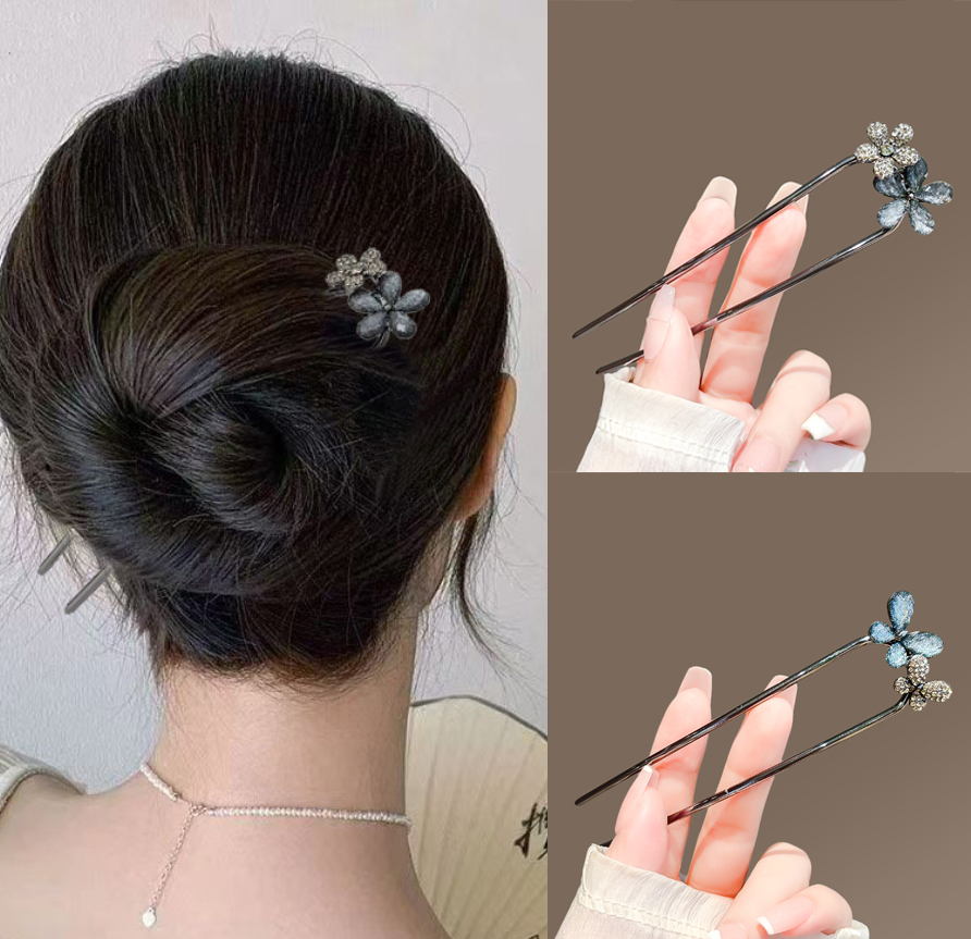 Hair Fork Stick - Vintage Floral Butterfly Hair Stick For