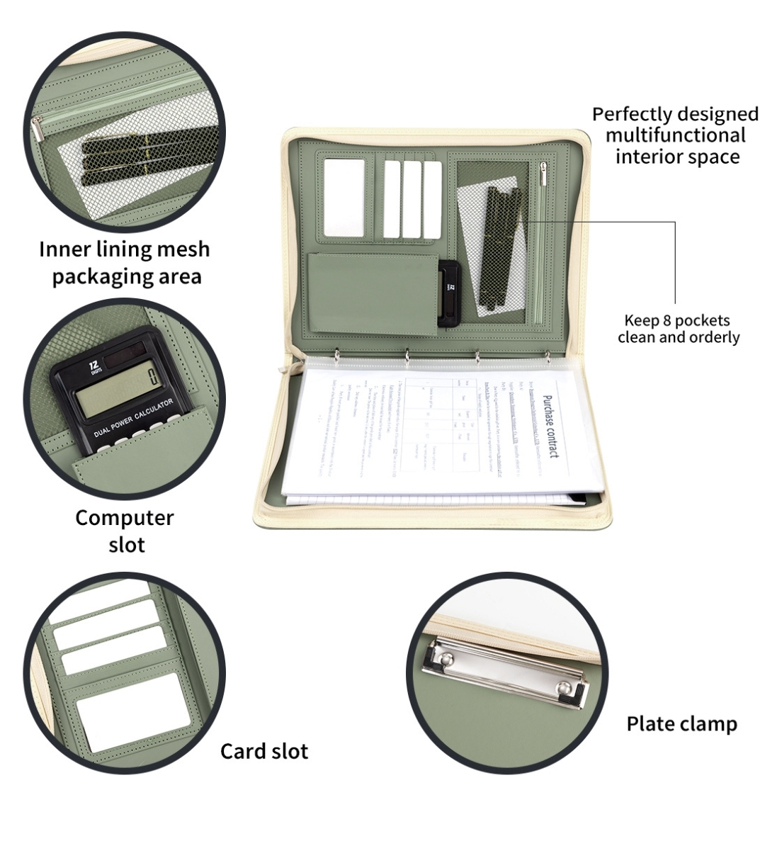 New A4 Zippered Padfolio Folde - Women Accessories Online 评论和价格