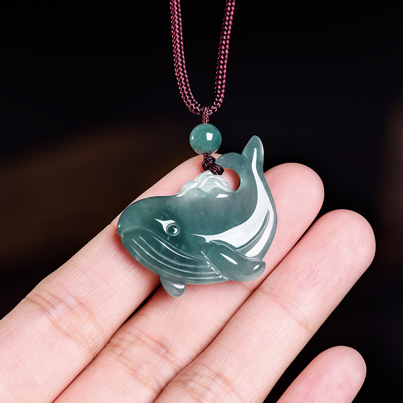 Natural Burmese Jadeite Whale  - Women Accessories To Gift 评论和价格