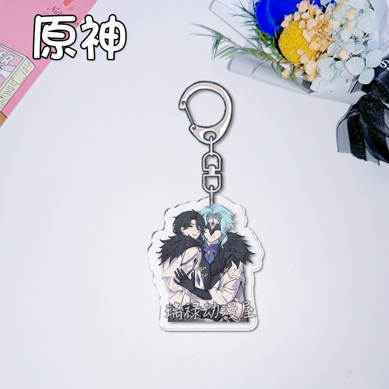 2pcs Genshin Impact  Keychains - Women Accessories To Gift 评论和价格