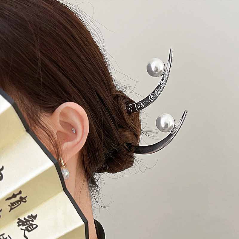 Pearl Hair Stick Crescent Moon - Hair Fork Stick 评论和价格