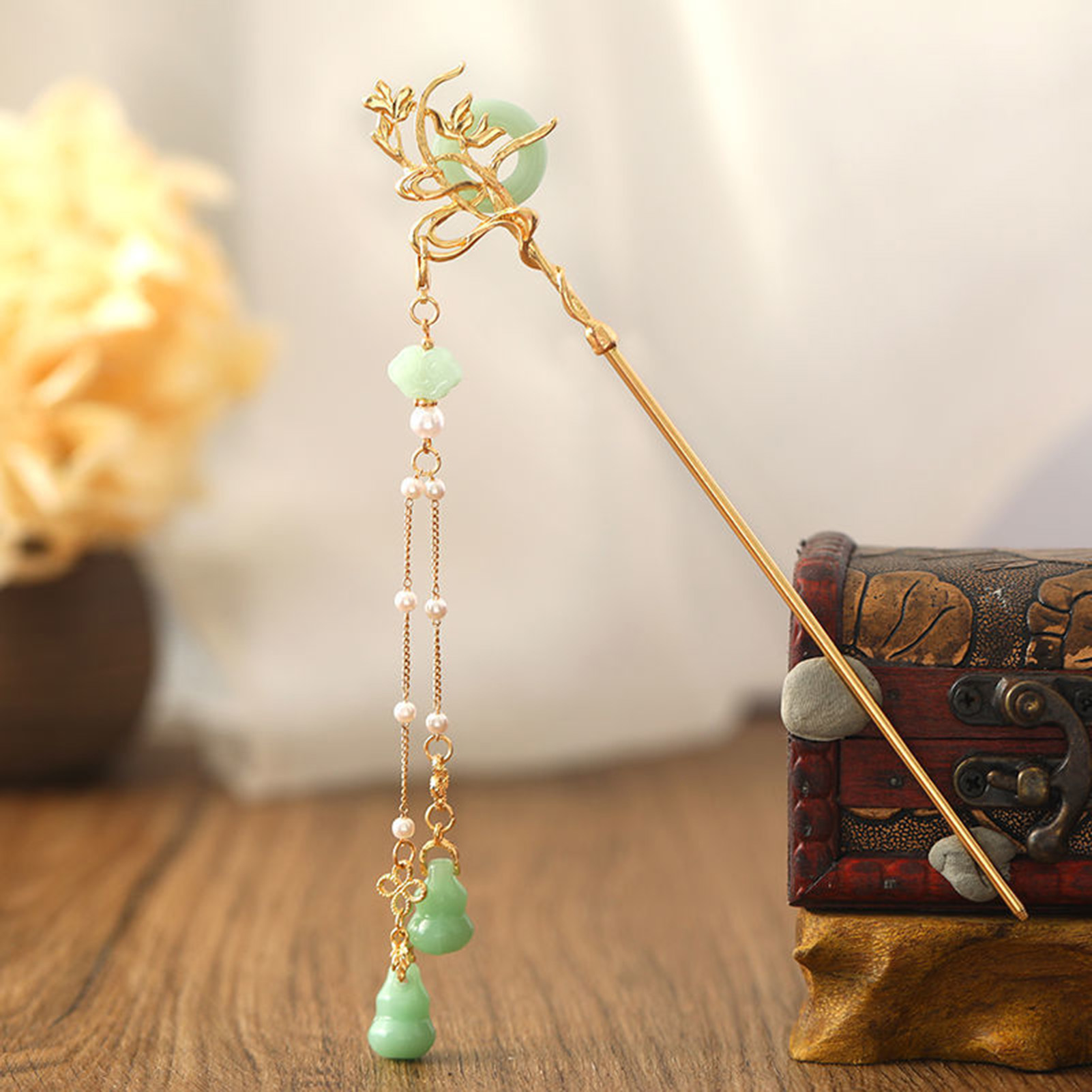 Chinese Style Glass Hairpin Fo - Hair Fork Stick 评论和价格
