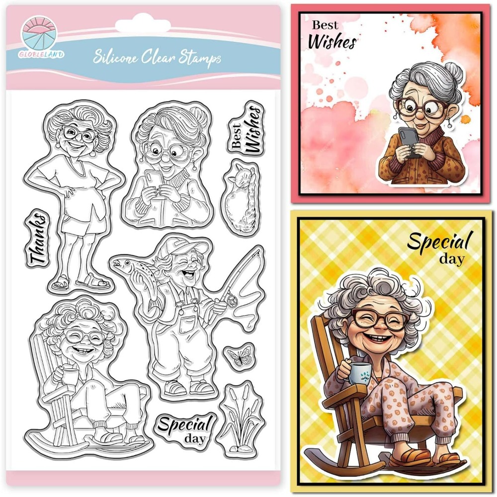 Smiling Old Lady Clear Stamps  - Women Accessories Clearance 评论和价格