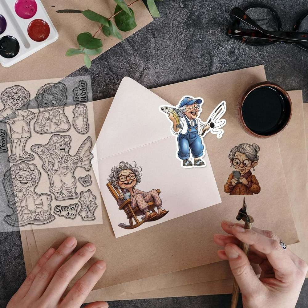 Smiling Old Lady Clear Stamps  - Women Accessories Clearance 评论和价格